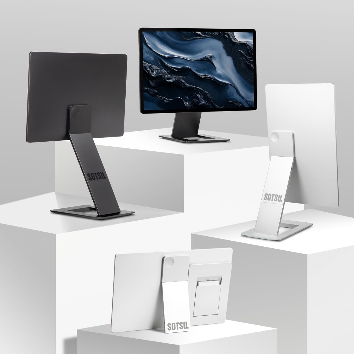 Monitor portatil 4K de 16 pulgadas de metal para notebook con lector de tarjetas SD en un escritorio de diseno.