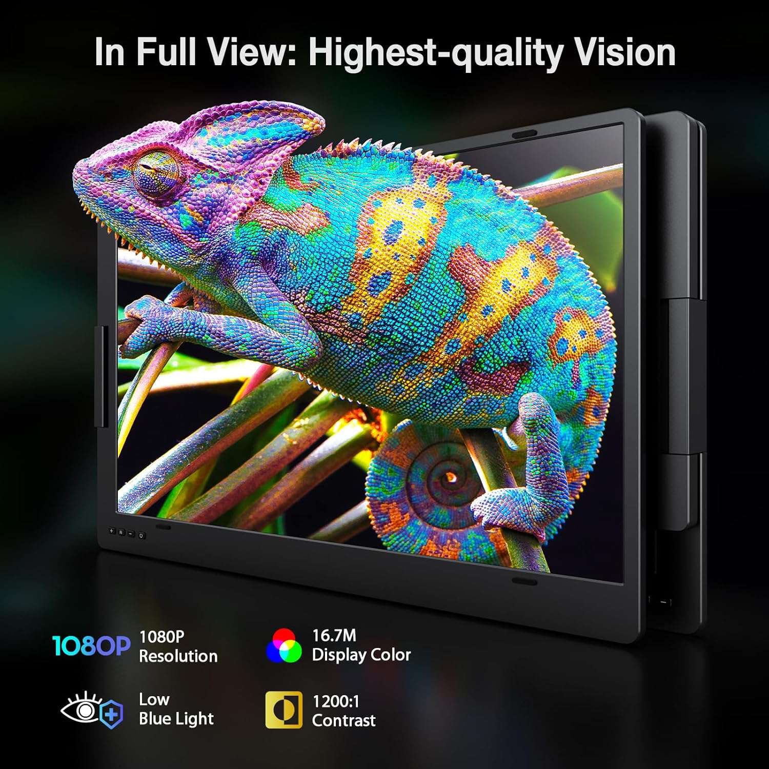 Monitor portatil de doble pantalla de aluminio de 15.6 pulgadas conectado a un notebook mediante un solo cable USB C.