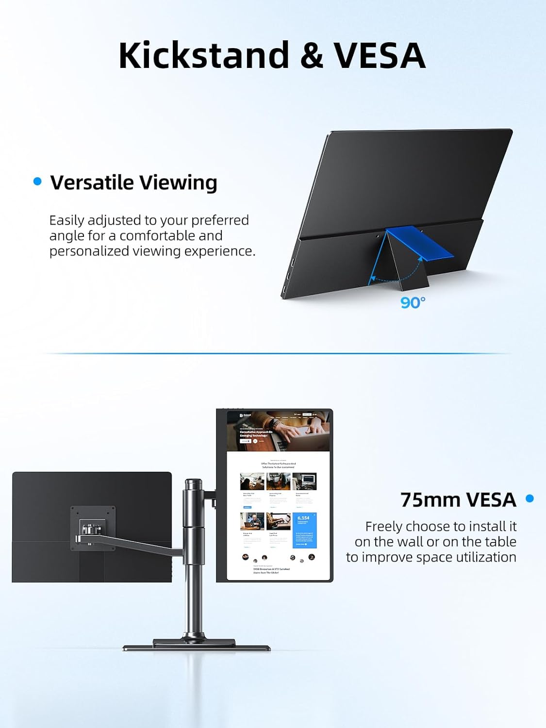 Monitor portatil tactil OLED 3K de 14 pulgadas ultradelgado de metal junto a un notebook premium.