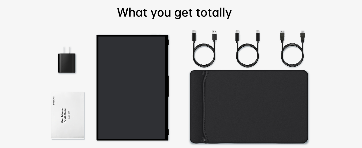 Monitor portatil tactil de 15.6 pulgadas con vidrio templado y soporte integrado junto a un notebook en un escritorio.