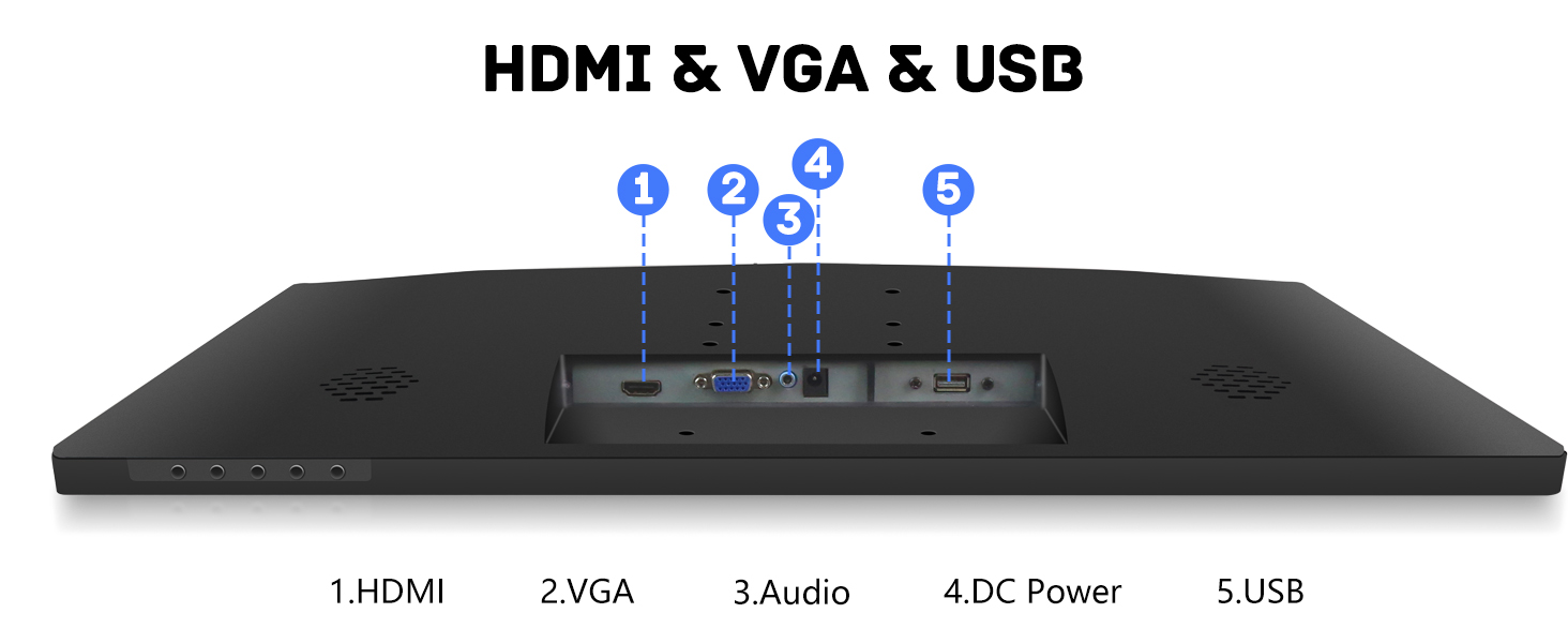 Monitor tactil de 24 pulgadas Full HD para computador de escritorio y notebook en un punto de venta.