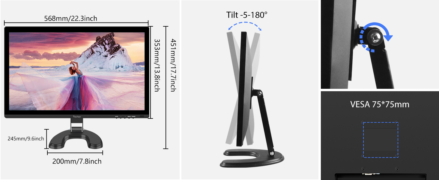 Monitor tactil de 24 pulgadas Full HD para computador de escritorio y notebook en un punto de venta.