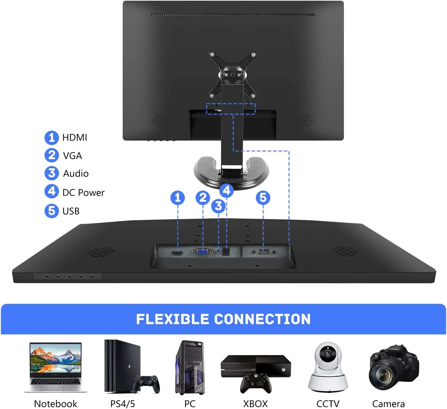 Monitor tactil de 24 pulgadas Full HD para computador de escritorio y notebook en un punto de venta.