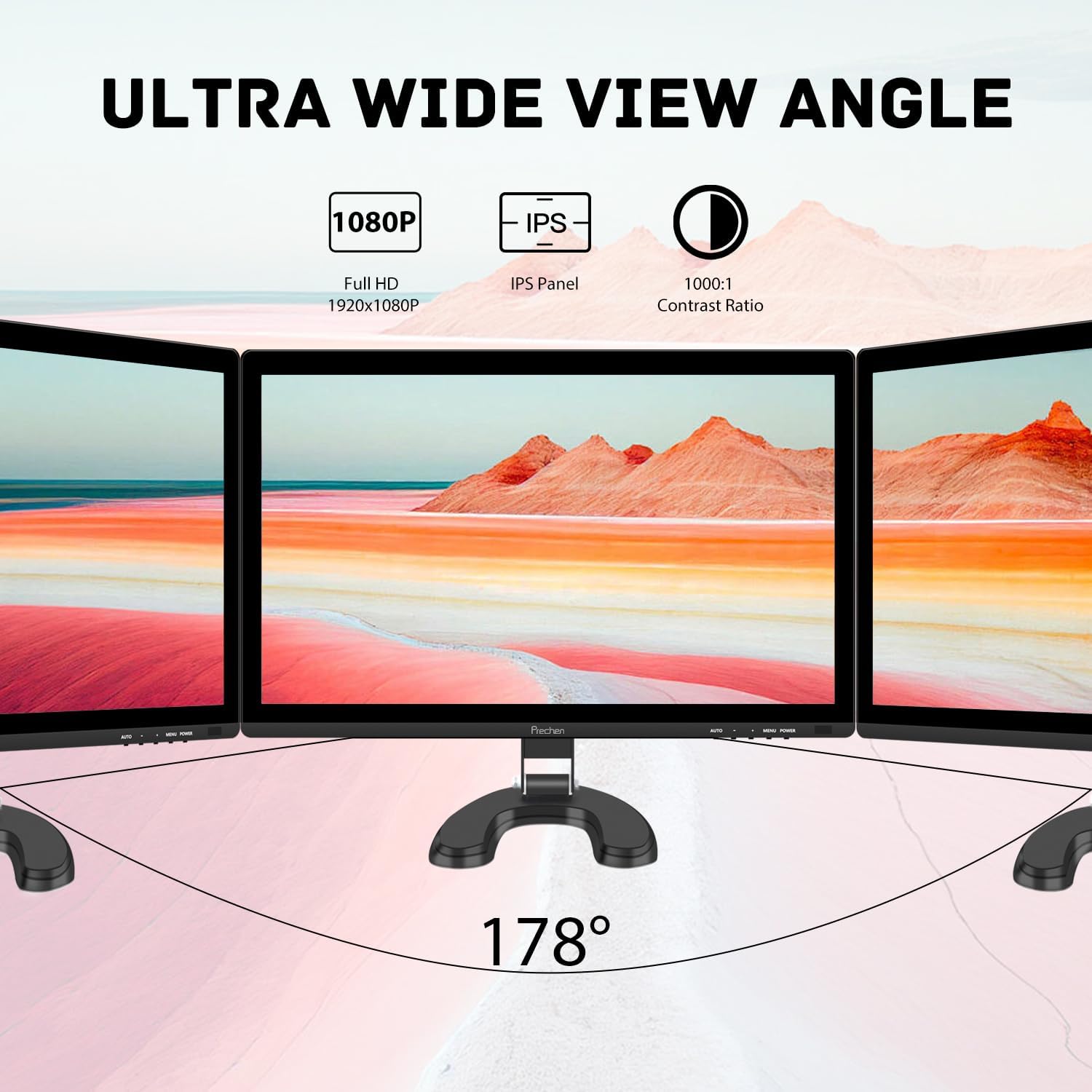 Monitor tactil de 24 pulgadas Full HD para computador de escritorio y notebook en un punto de venta.