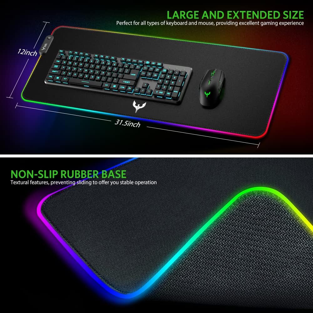 mouse pad gamer rgb extra grande 80 x 30 centimetros luces led impermeable ideal para escritorio en chile