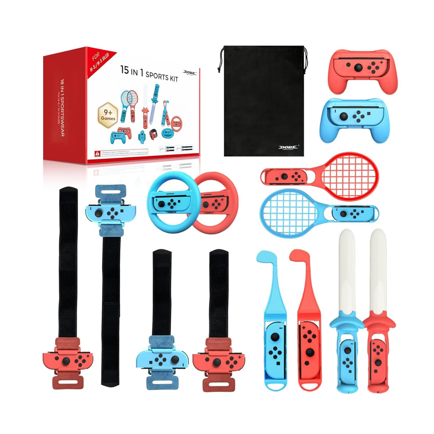 pack de 15 accesorios deportivos para nintendo switch oled con bolso raquetas y volantes para jugar en chile