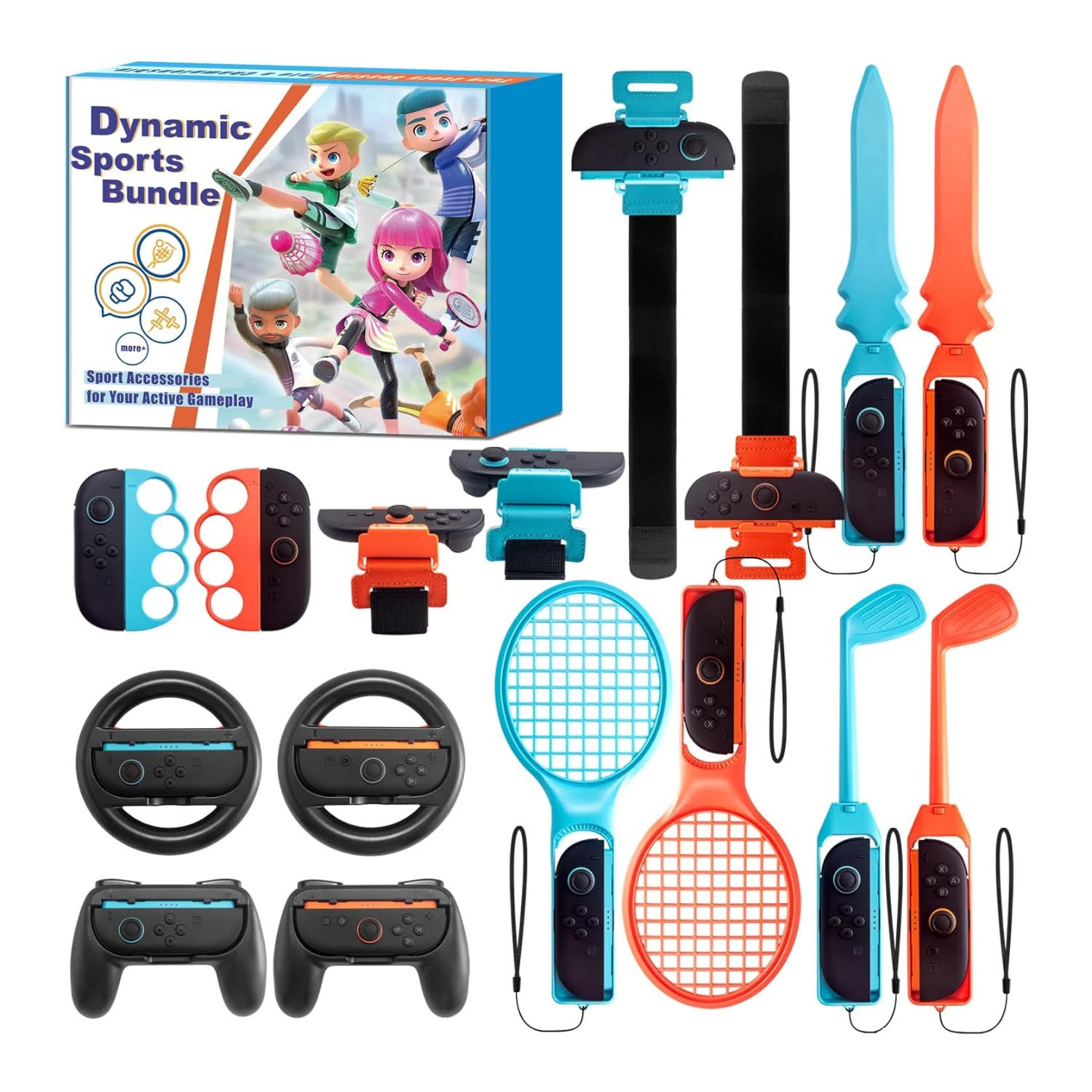 pack de 16 accesorios deportivos para nintendo switch 2 con raquetas volantes y espadas para jugar en chile