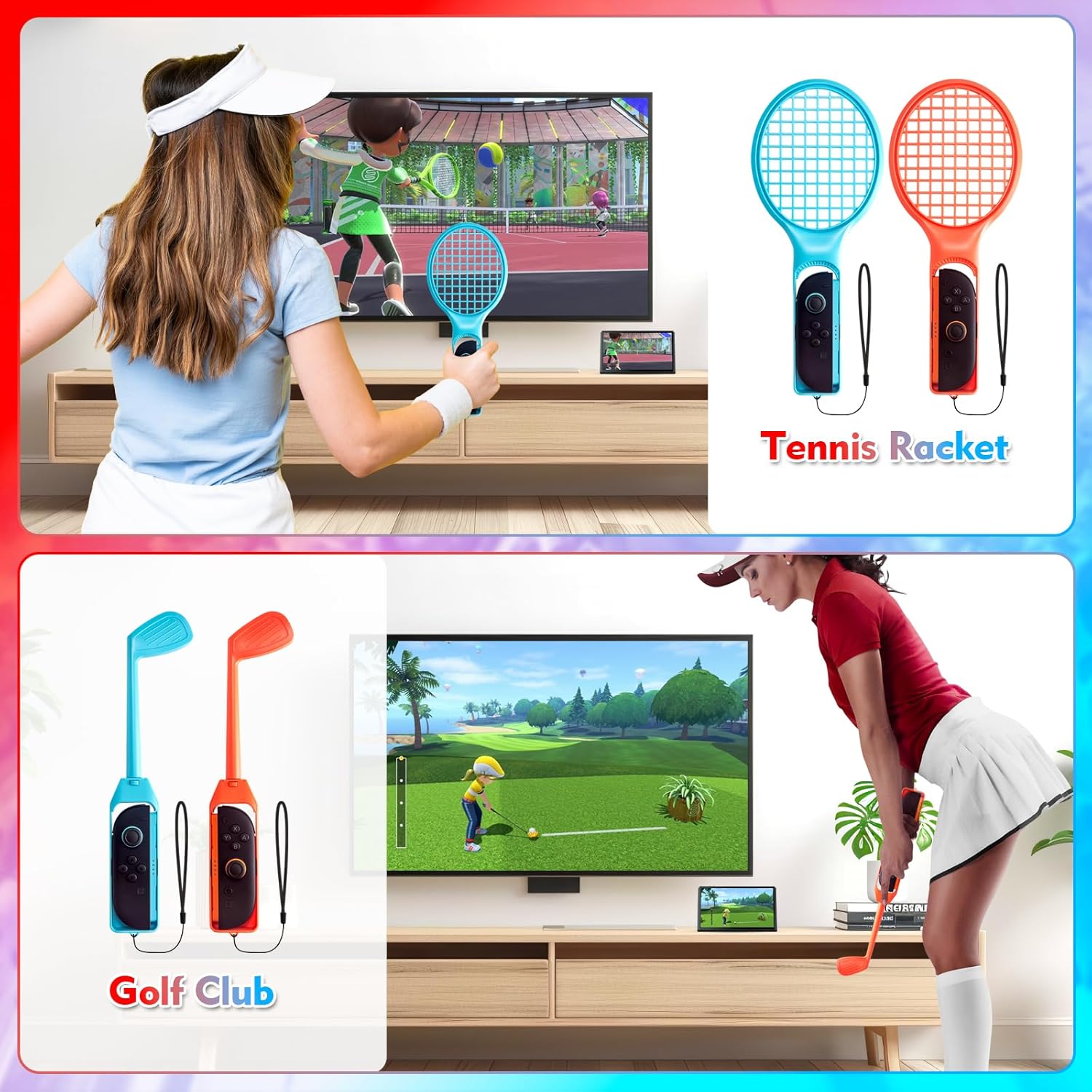 pack de 16 accesorios deportivos para nintendo switch 2 con raquetas volantes y espadas para jugar en chile