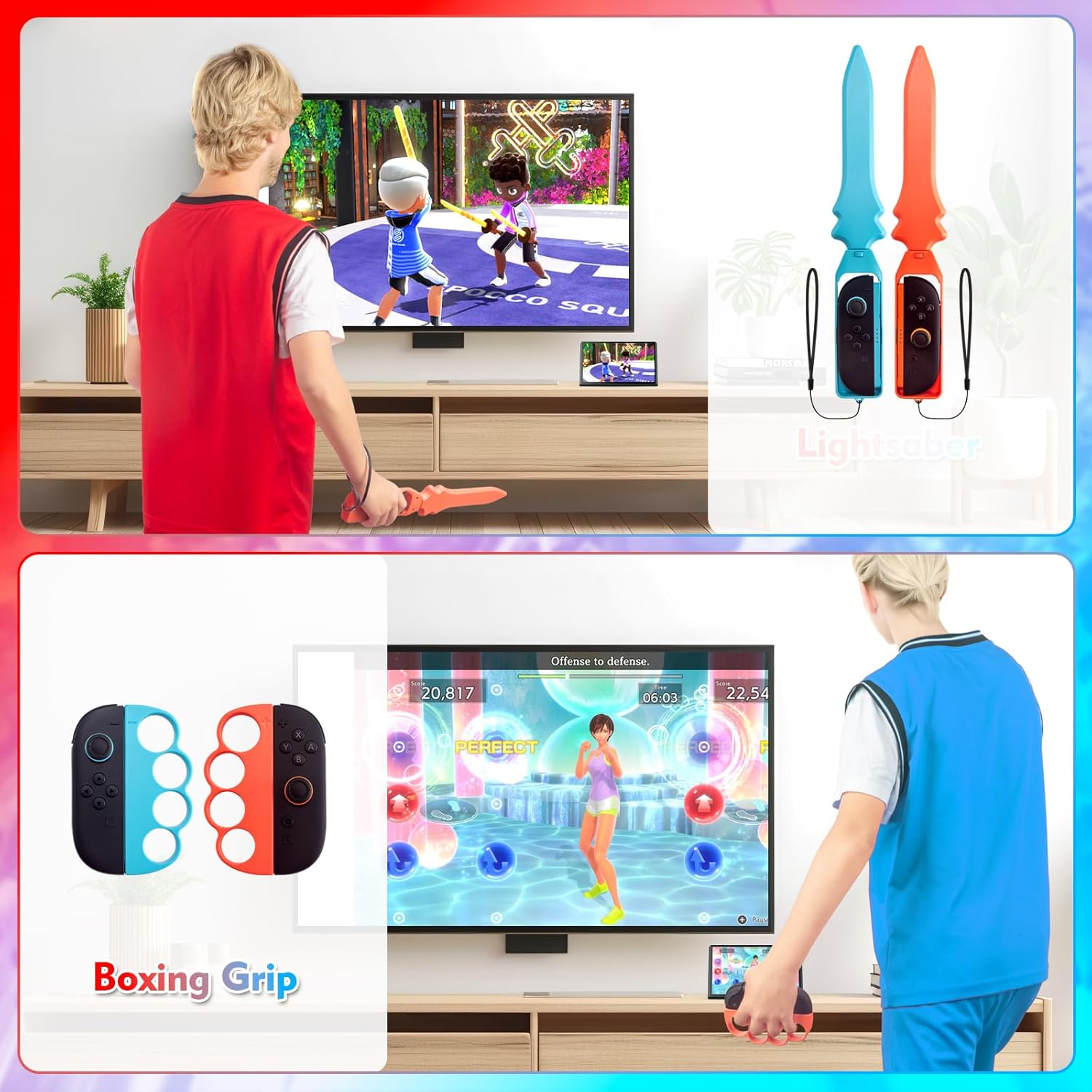 pack de 16 accesorios deportivos para nintendo switch 2 con raquetas volantes y espadas para jugar en chile