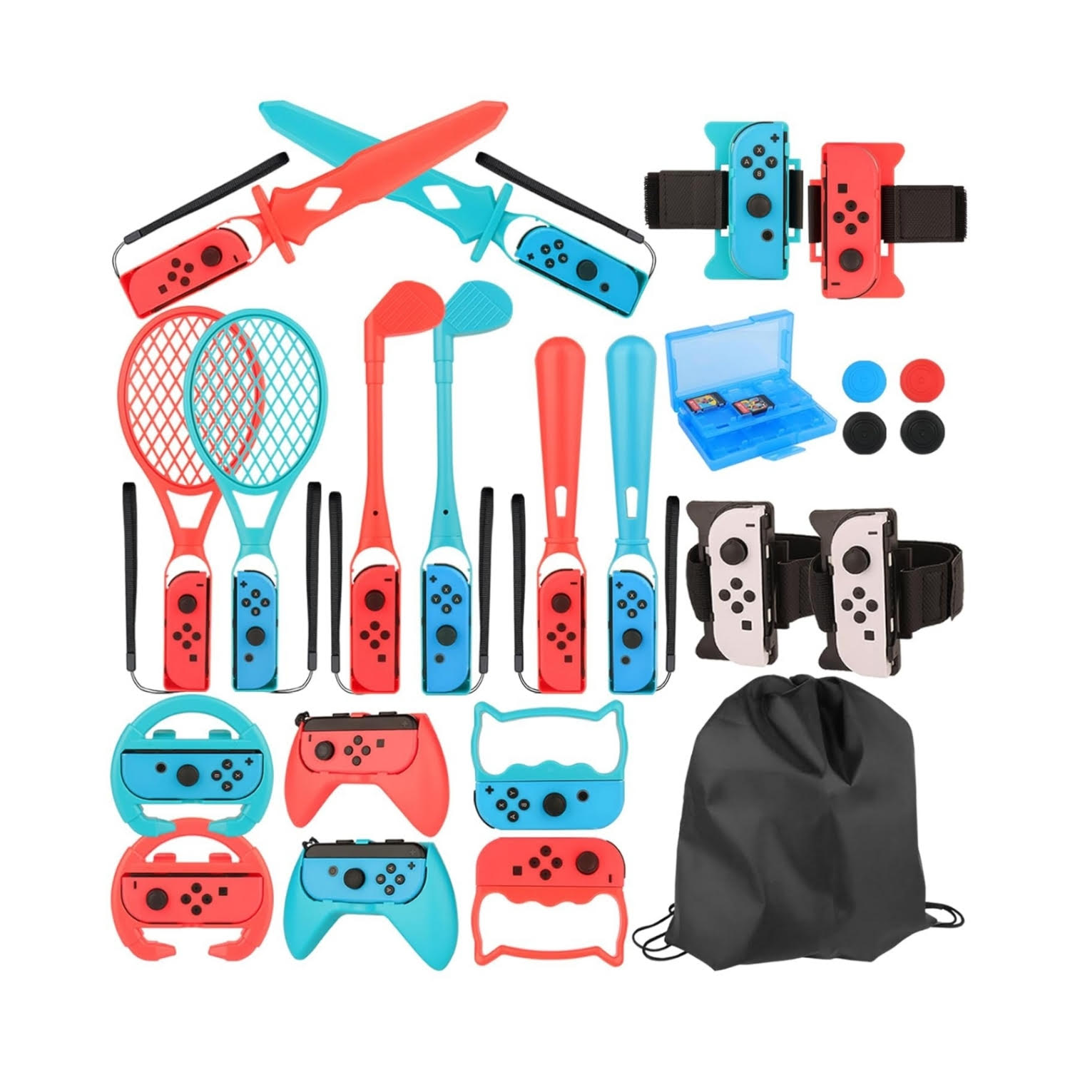 pack de 18 accesorios deportivos para nintendo switch 2 con raquetas volantes y espadas ideal para jugar en chile