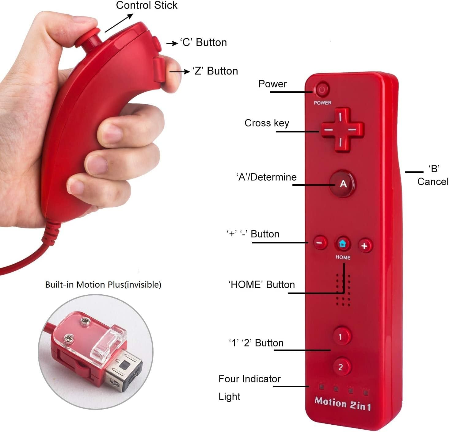 pack de dos controles nintendo wii u con motion plus y nunchuck para jugar en chile