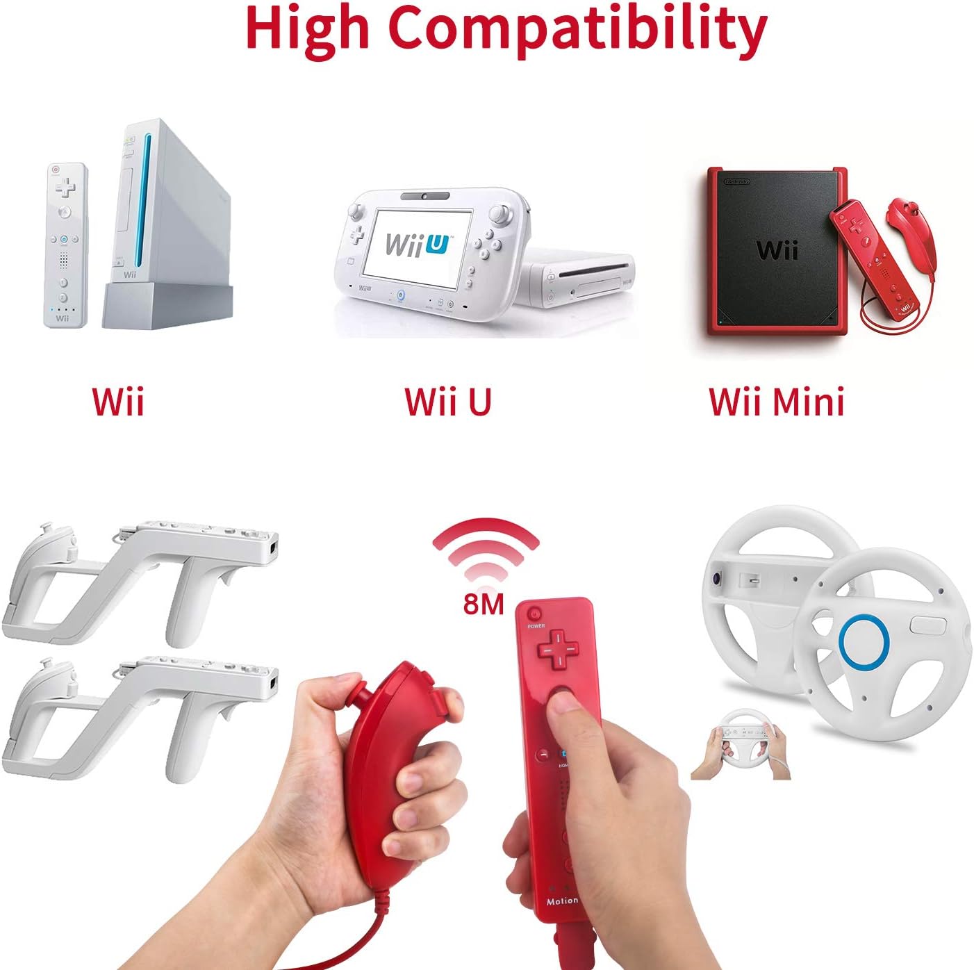 pack de dos controles nintendo wii u con motion plus y nunchuck para jugar en chile