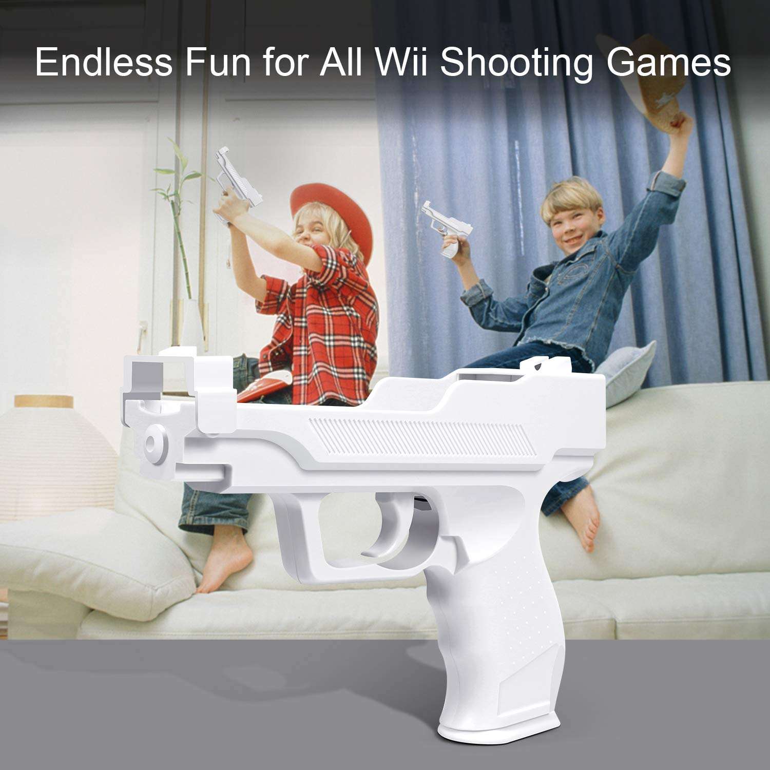 Pack de dos pistolas blancas para controles de consola Nintendo Wii ideales para juegos de disparos y compatibles con motion plus