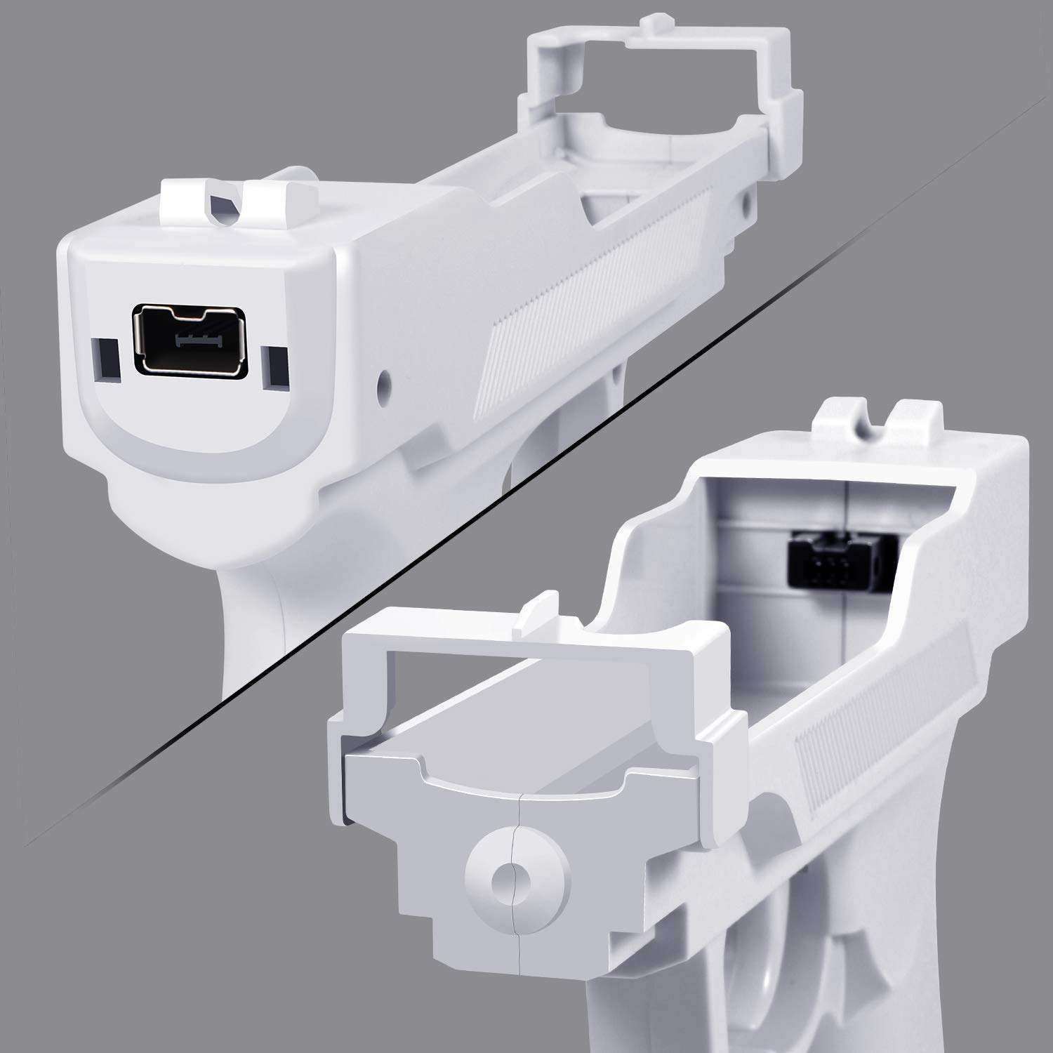 Pack de dos pistolas blancas para controles de consola Nintendo Wii ideales para juegos de disparos y compatibles con motion plus