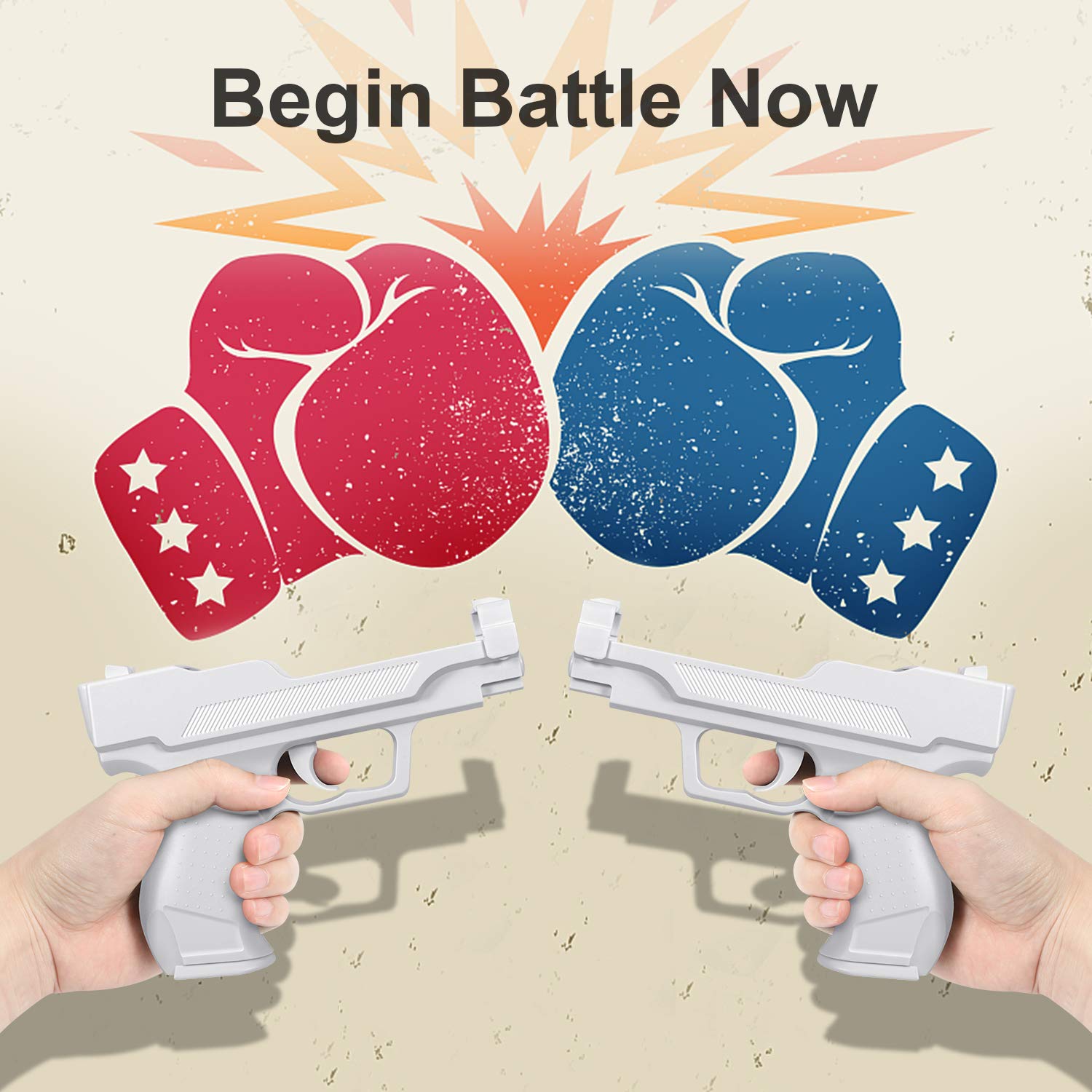 Pack de dos pistolas blancas para controles de consola Nintendo Wii ideales para juegos de disparos y compatibles con motion plus