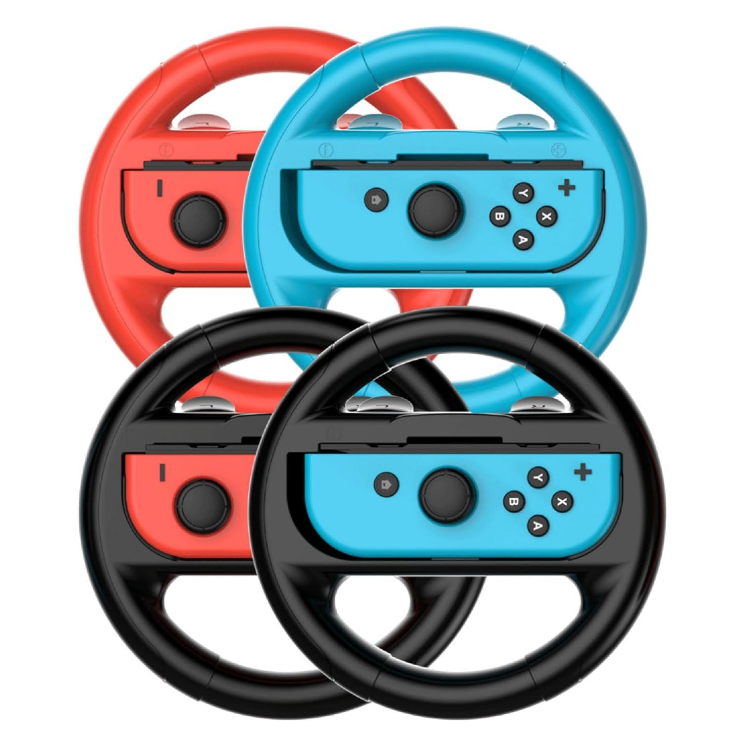 Cuatro volantes Tizopo de colores para controles joycon de nintendo switch ideales para jugar mario kart en familia