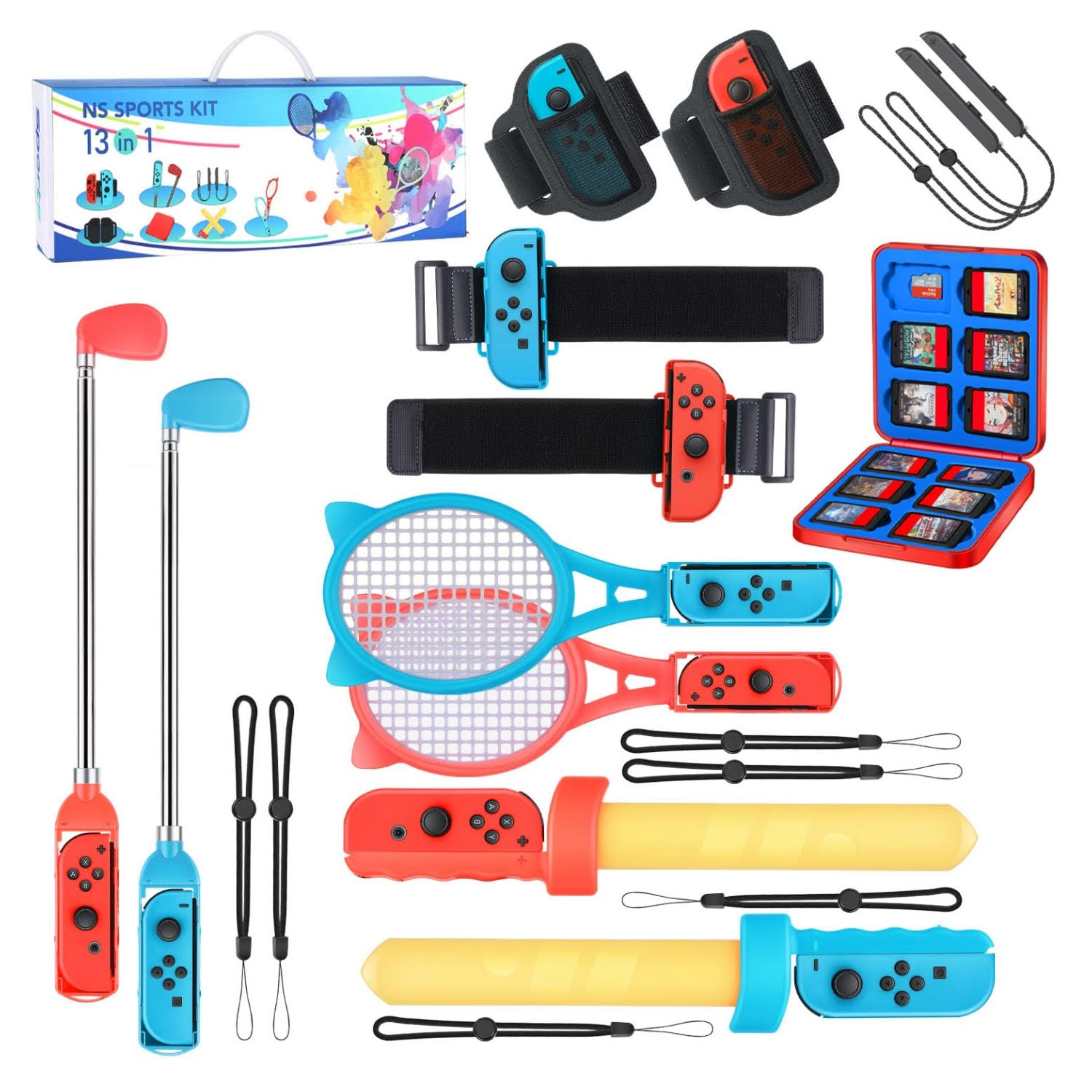 pack de 13 accesorios deportivos para nintendo switch oled con palos de golf y espadas ideal para jugar en chile