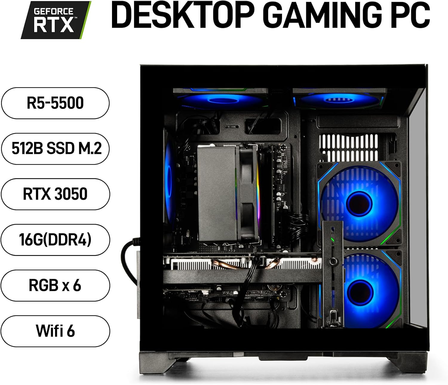 pc gamer ryzen 5 5500 rtx 3050 16gb 512gb ssd ideal para jugar en chile