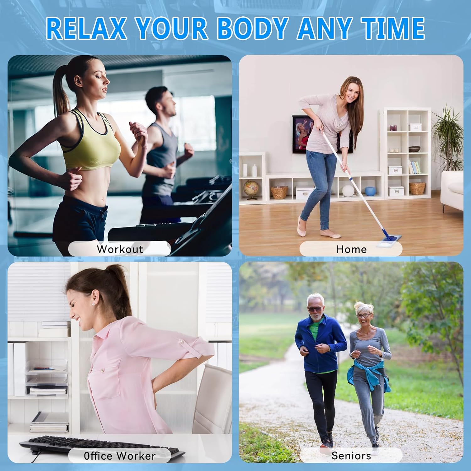 Pistola de masajes muscular electrica con 30 velocidades y 9 cabezales para descontracturar