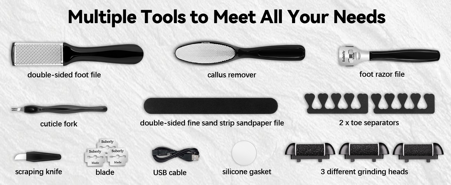 Kit de pedicure 17 en 1 con removedor de callos electrico recargable y herramientas de acero inoxidable para pies suaves chile