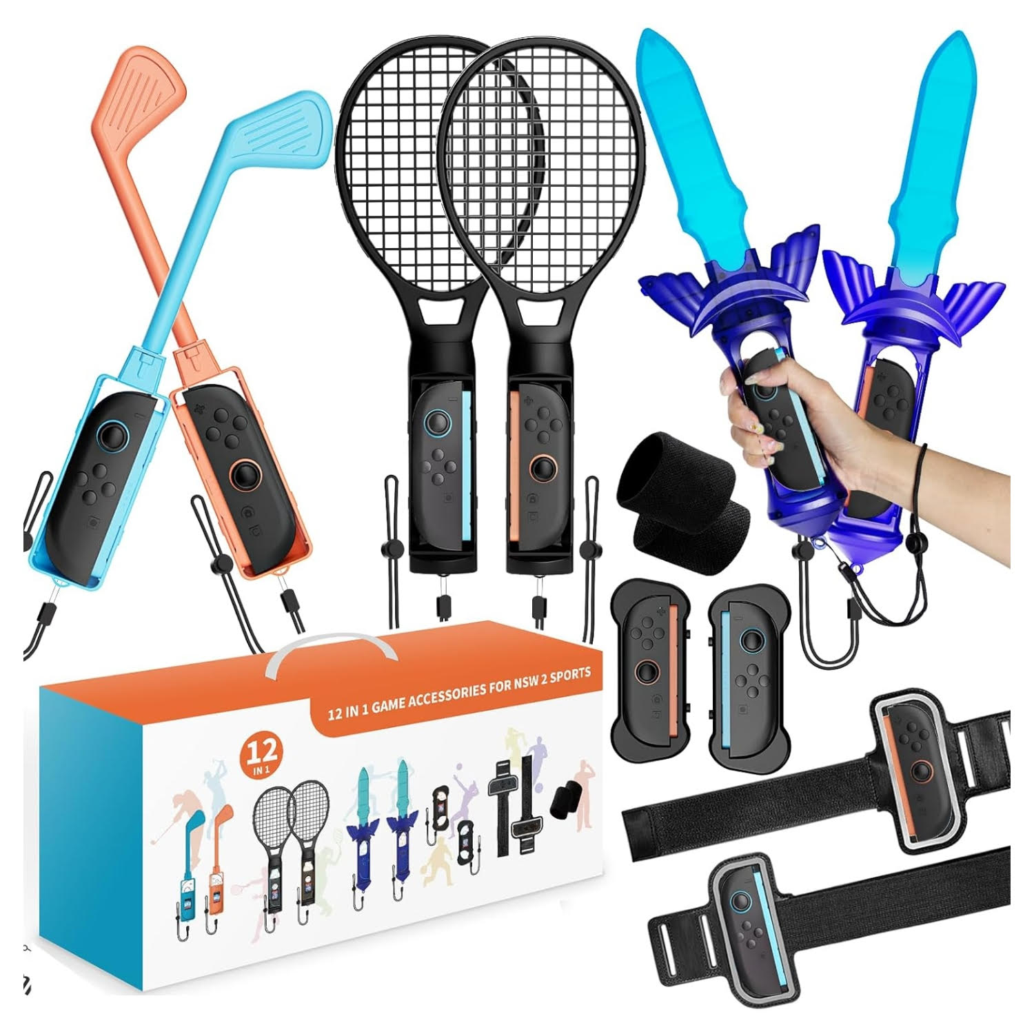 Kit deportivo 12 en 1 para la nueva consola Nintendo Switch 2 incluye espadas raquetas y palos de golf para jugar en familia