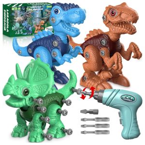 set dinosaurios armables niños taladro electrico juguete stem construccion 3 en 1 t-rex triceratops regalo 4 años chile educativo