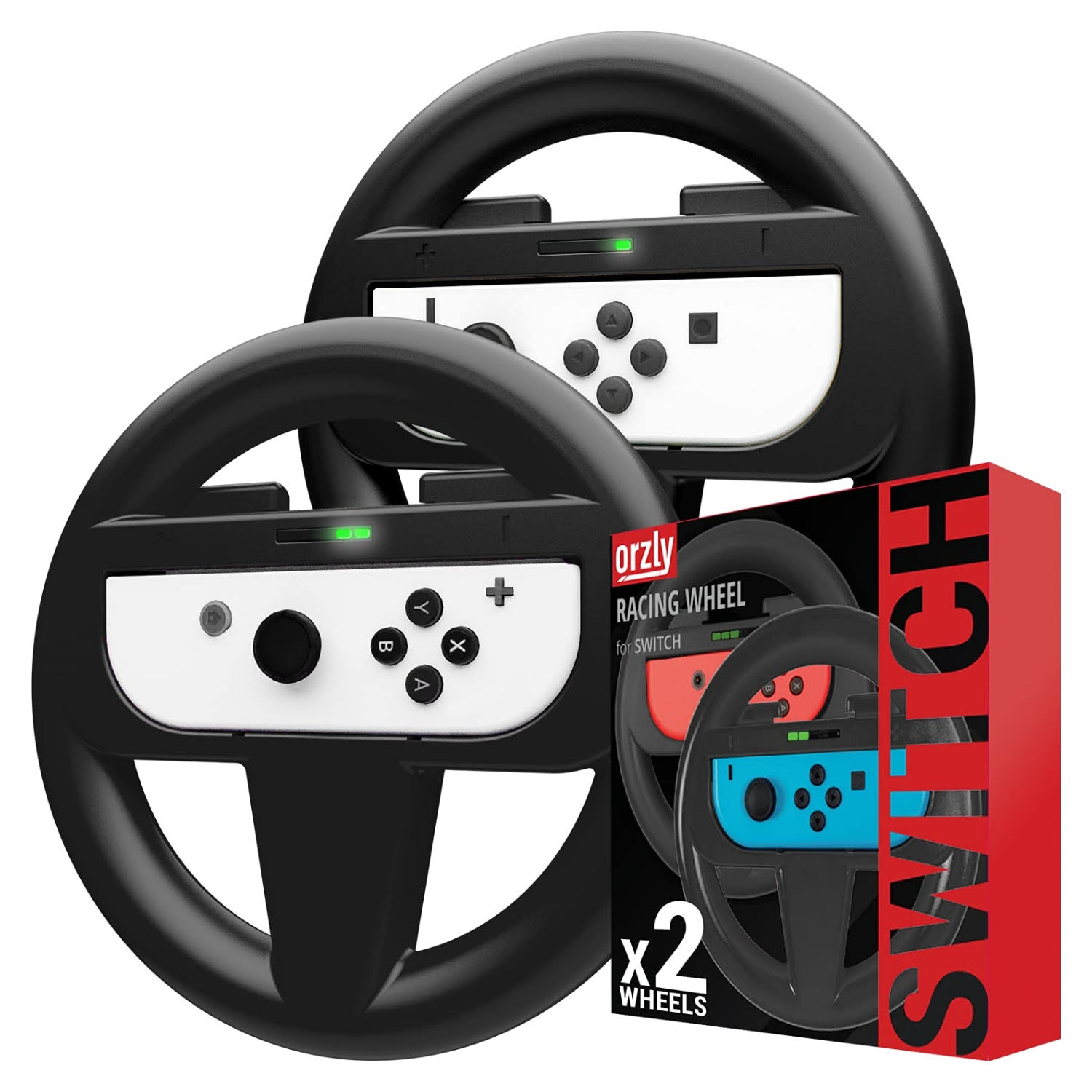 Dos unidades volantes negros Orzly para controles Joycon de Nintendo Switch 2 ideales para jugar carreras