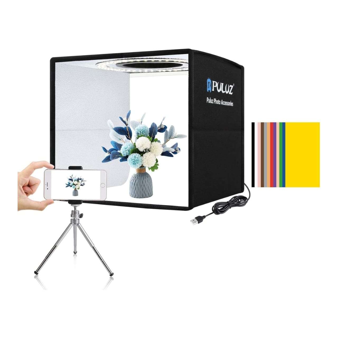 Caja de luz fotografia profesional portatil con luz led para fotos de productos e-commerce en Chile