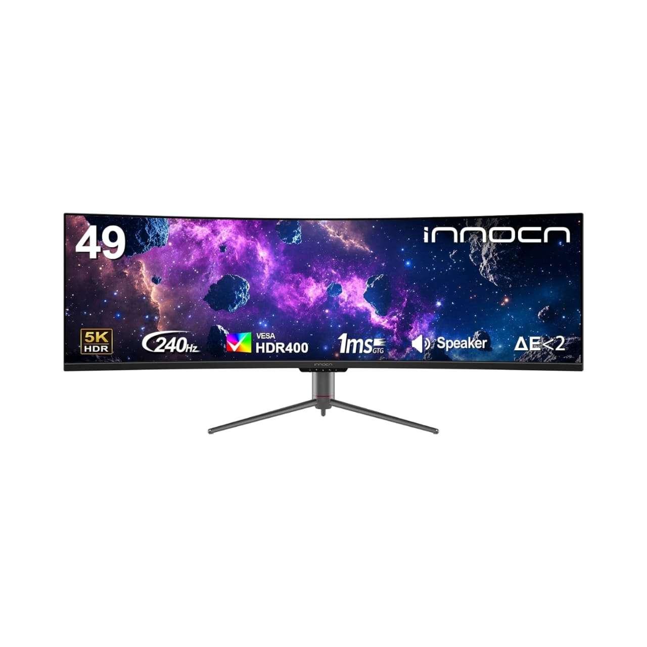 Monitor gamer curvo ultrawide de 49 pulgadas a 240hz con resolucion dual qhd sobre un escritorio chile