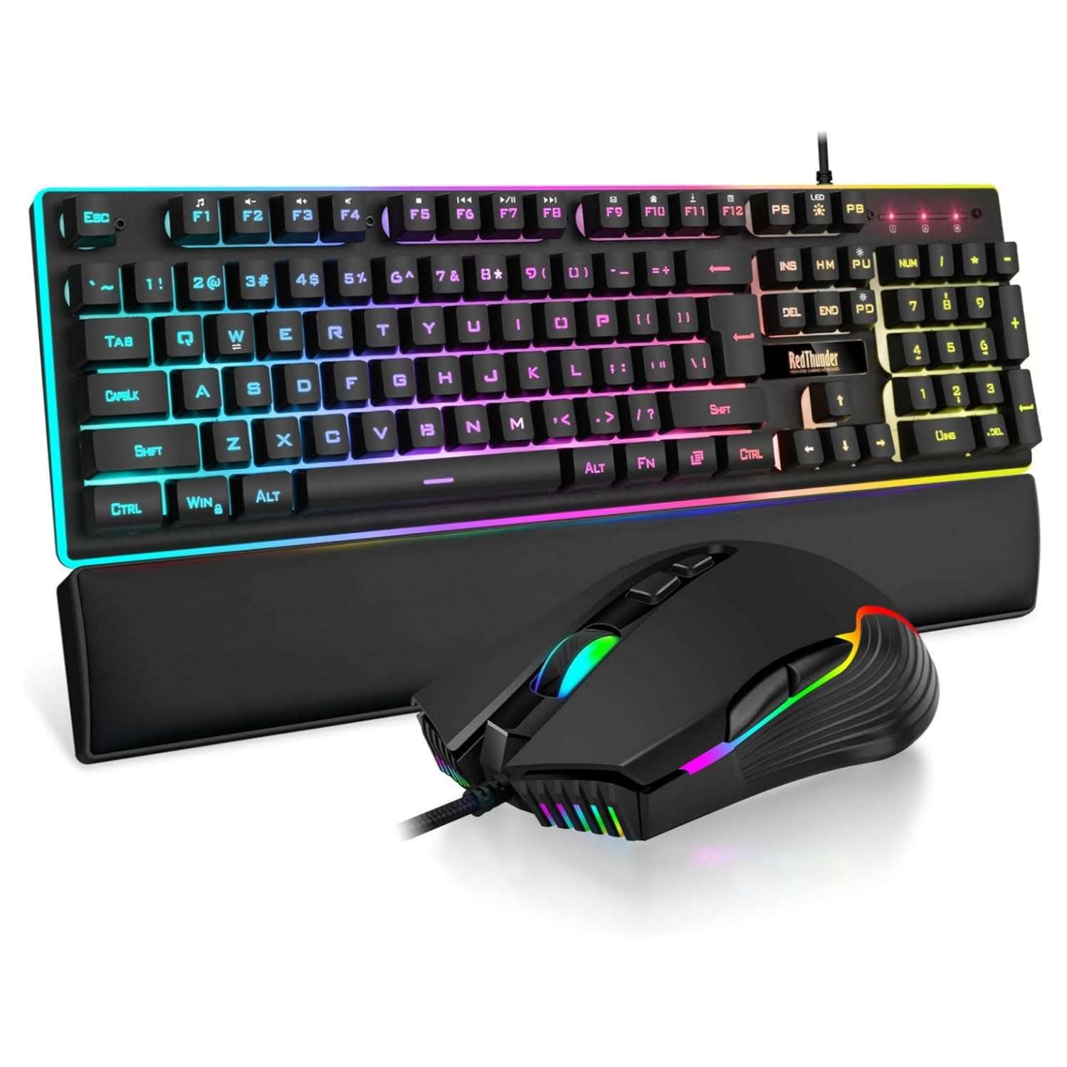 combo gamer 3 en 1 teclado mecanico mouse 7200 dpi reposamuñecas cuero iluminacion rgb ideal para chile