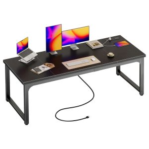 escritorio computador gamer huuger 60x160x75 centimetros con enchufes y puertos usb ideal para chile