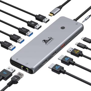 estacion de acoplamiento hub usb c 13 en 1 adaptador triple pantalla hdmi ethernet ideal para chile
