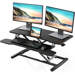 convertidor de escritorio elevable fitueyes 40x91x50 centimetros color marron doble monitor ideal para chile