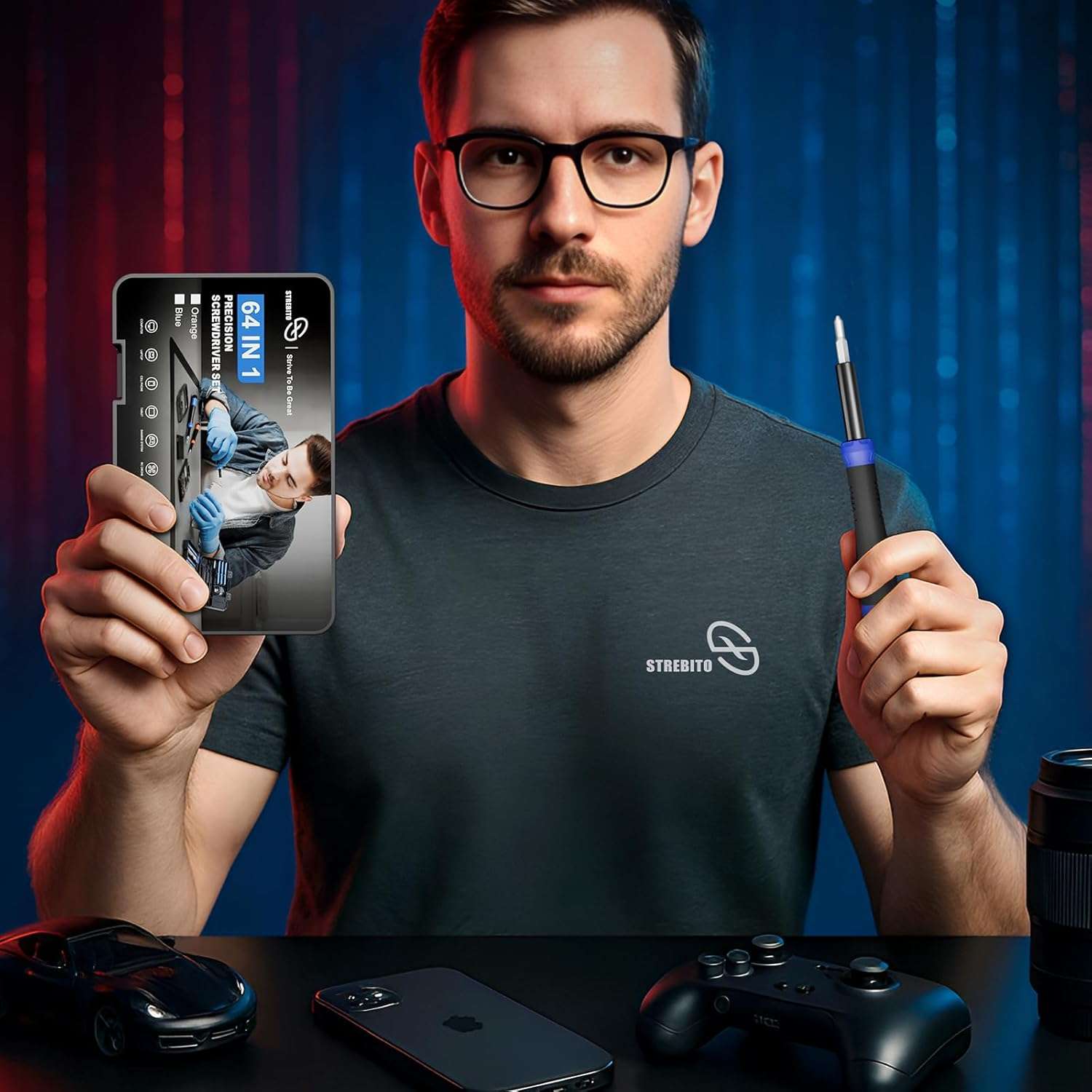 juego destornilladores precision 64 en 1 kit reparacion electronica pc celular magnetico ideal para chile