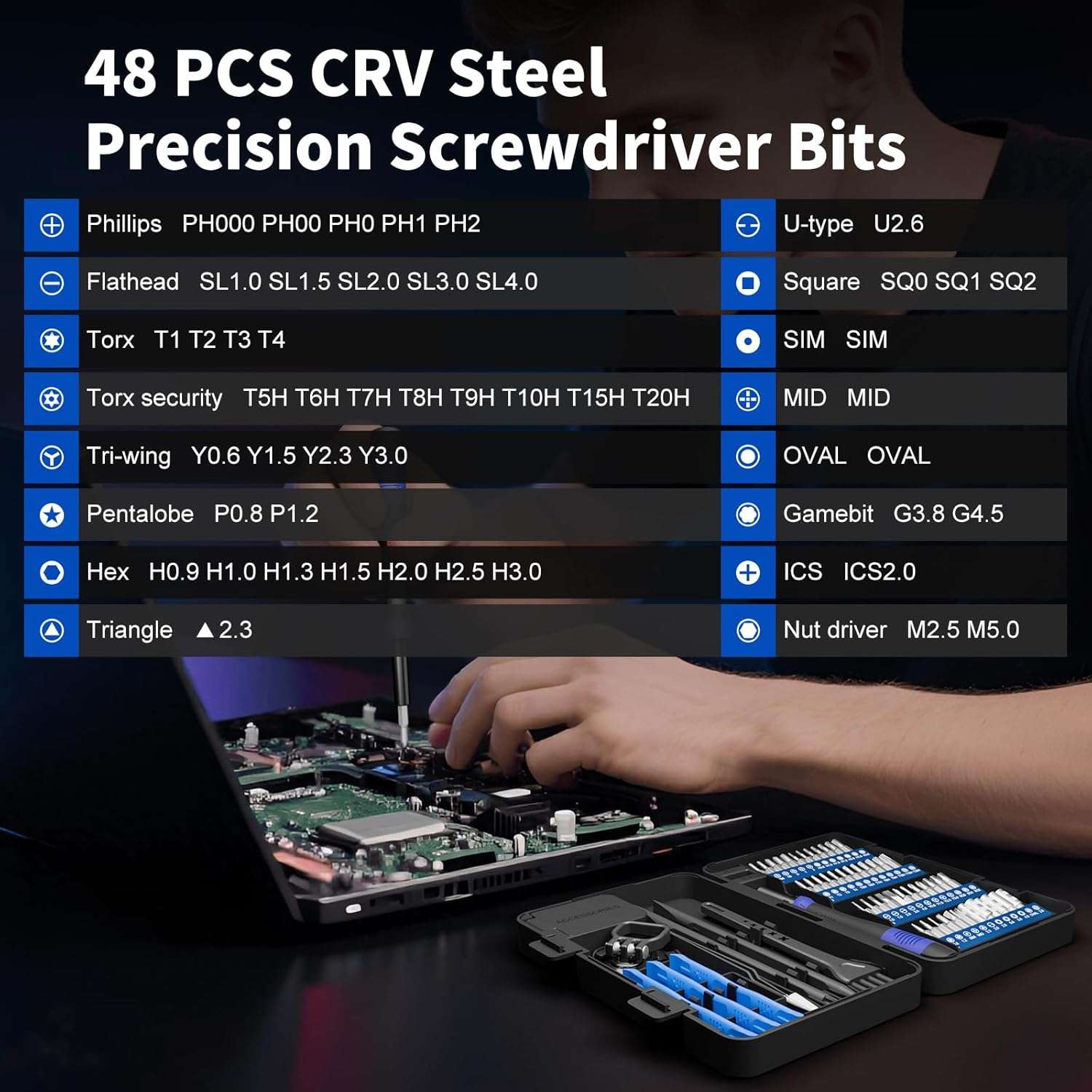 juego destornilladores precision 64 en 1 kit reparacion electronica pc celular magnetico ideal para chile