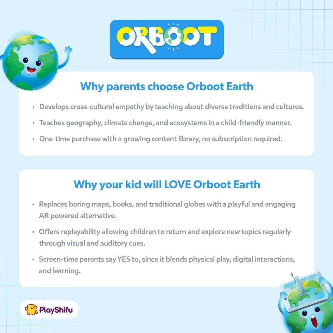 globo terraqueo interactivo realidad aumentada shifu orboot 25 centimetros aplicacion educativa ideal para chile
