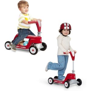 scooter y correpasillos 2 en 1 radio flyer azul con 4 ruedas y almacenamiento infantil ideal para chile