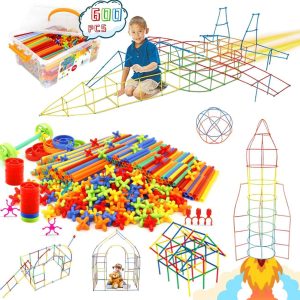 set de construccion educativo stem con 600 bombillas de plastico conectores y caja de almacenamiento ideal para chile