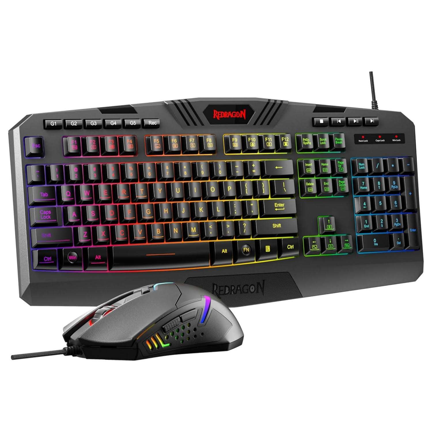 combo teclado mouse gamer redragon s101 3 pro blanco programable rgb 7200 dpi reposamuñecas ideal para chile