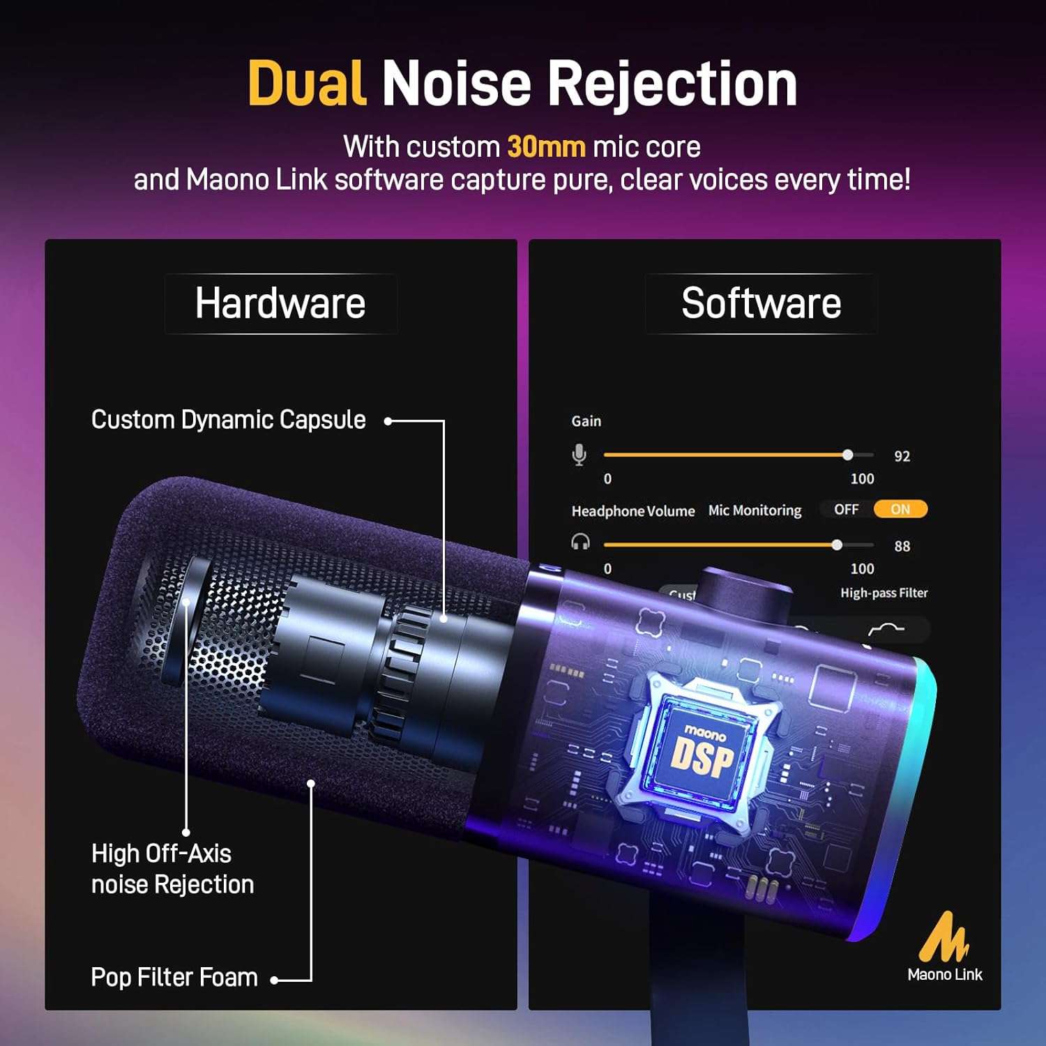 microfono gamer maono pd100xs usb xlr brazo articulado rgb cancelacion de ruido 24 bits ideal para chile