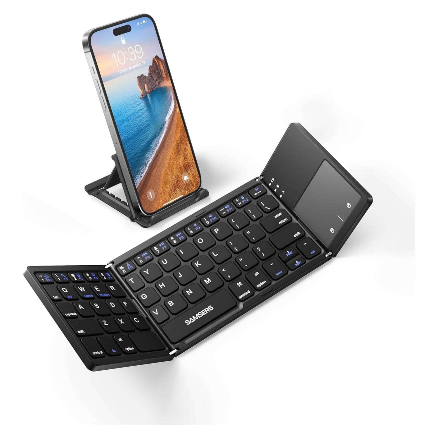 teclado plegable inalambrico bluetooth touchpad panel tactil soporte celular 157 gramos recargable ideal para chile