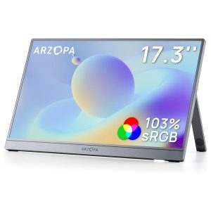 Monitor portatil gris de 17 pulgadas 1080p ips con soporte metalico para notebook y consolas