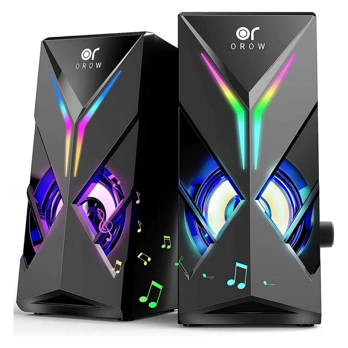 parlantes computador pc gamer orow 10w rgb usb auxiliar 0 35 centimetros ideal para chile