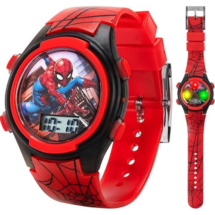 reloj digital hombre araña marvel para niños 3.9 centimetros con correa ajustable y caja de regalo ideal para chile