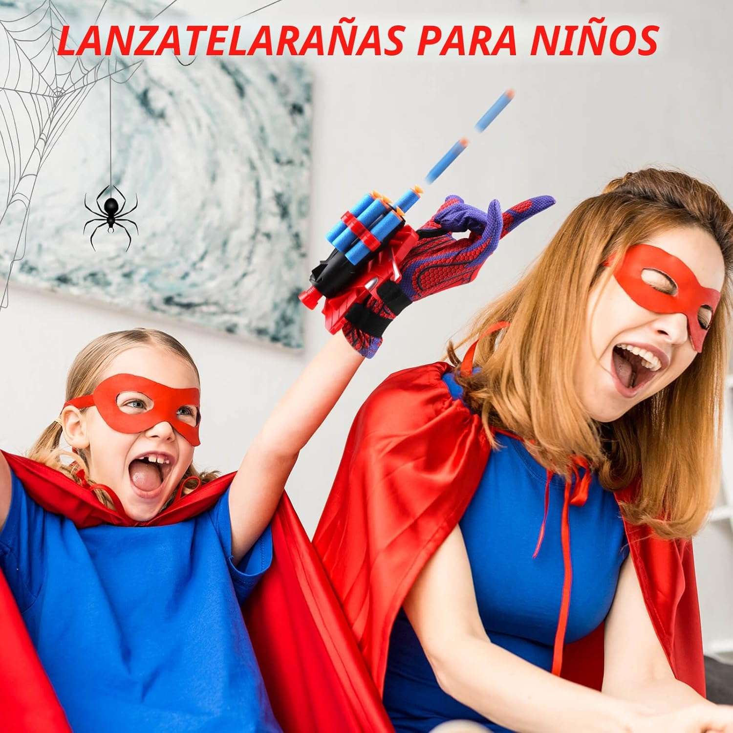 set de 2 lanzadores de telaraña juguete joneg con guantes y 30 dardos suaves ideal para chile