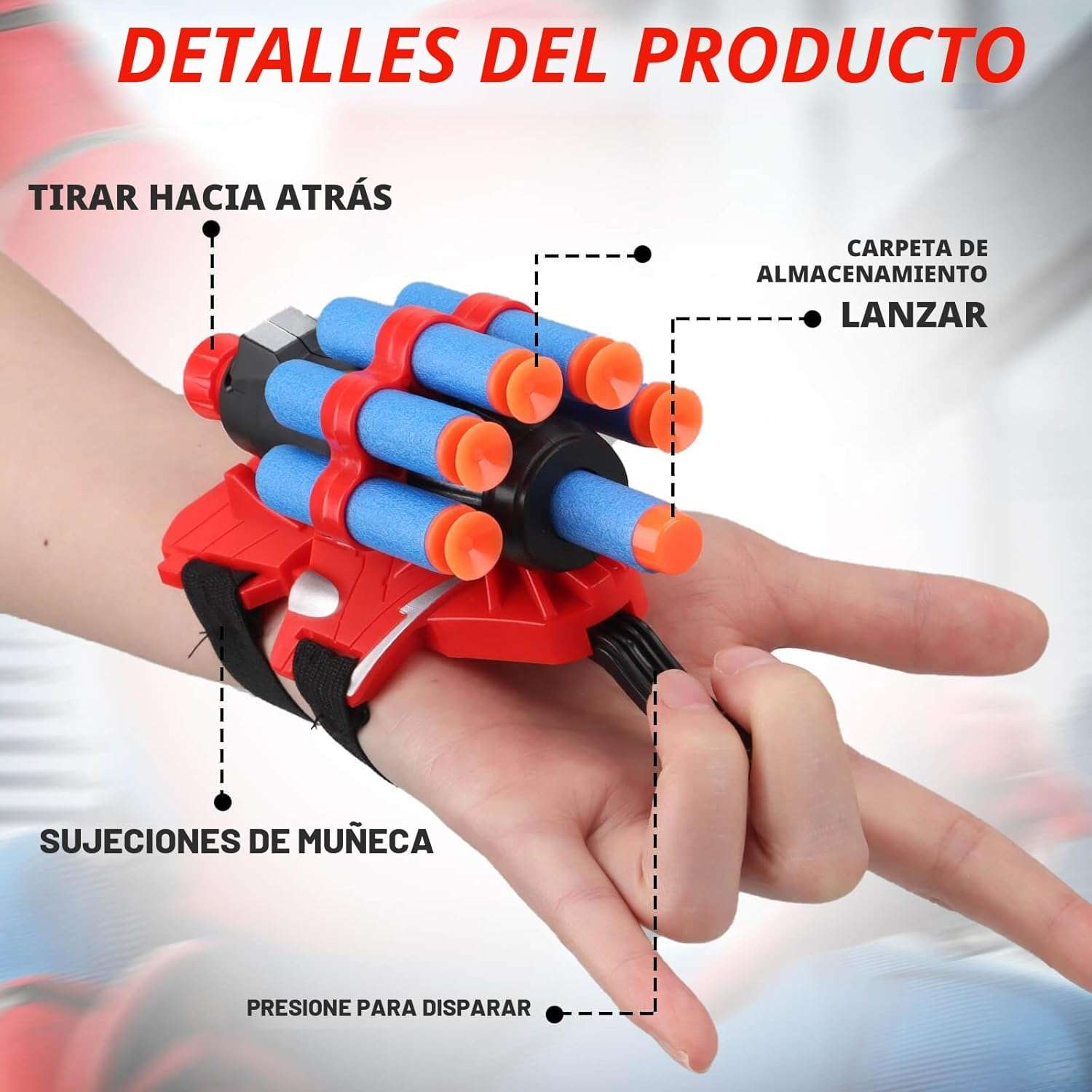 set de 2 lanzadores de telaraña juguete joneg con guantes y 30 dardos suaves ideal para chile