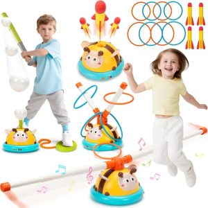 juguete interactivo deportivo 4 en 1 abeja musical con lanzacohetes salto anillos y beisbol ideal para chile