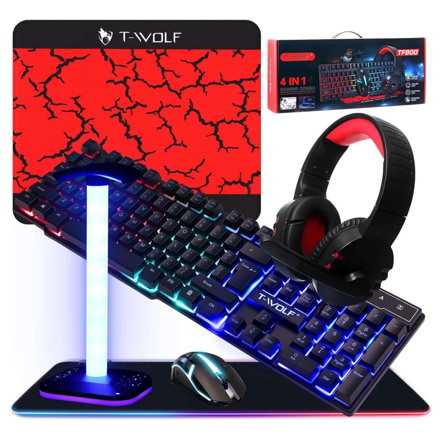 combo gamer 6 en 1 teclado mecanico mouse audifonos alfombrilla 80 por 30 centimetros soporte rgb ideal para chile