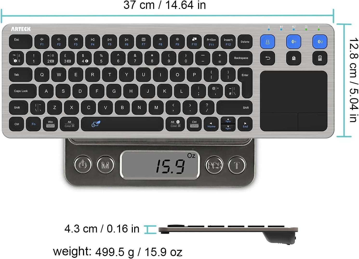 teclado inalambrico bluetooth smart tv touchpad 3 dispositivos 10 metros ideal para chile