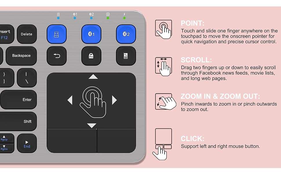 teclado inalambrico bluetooth smart tv touchpad 3 dispositivos 10 metros ideal para chile
